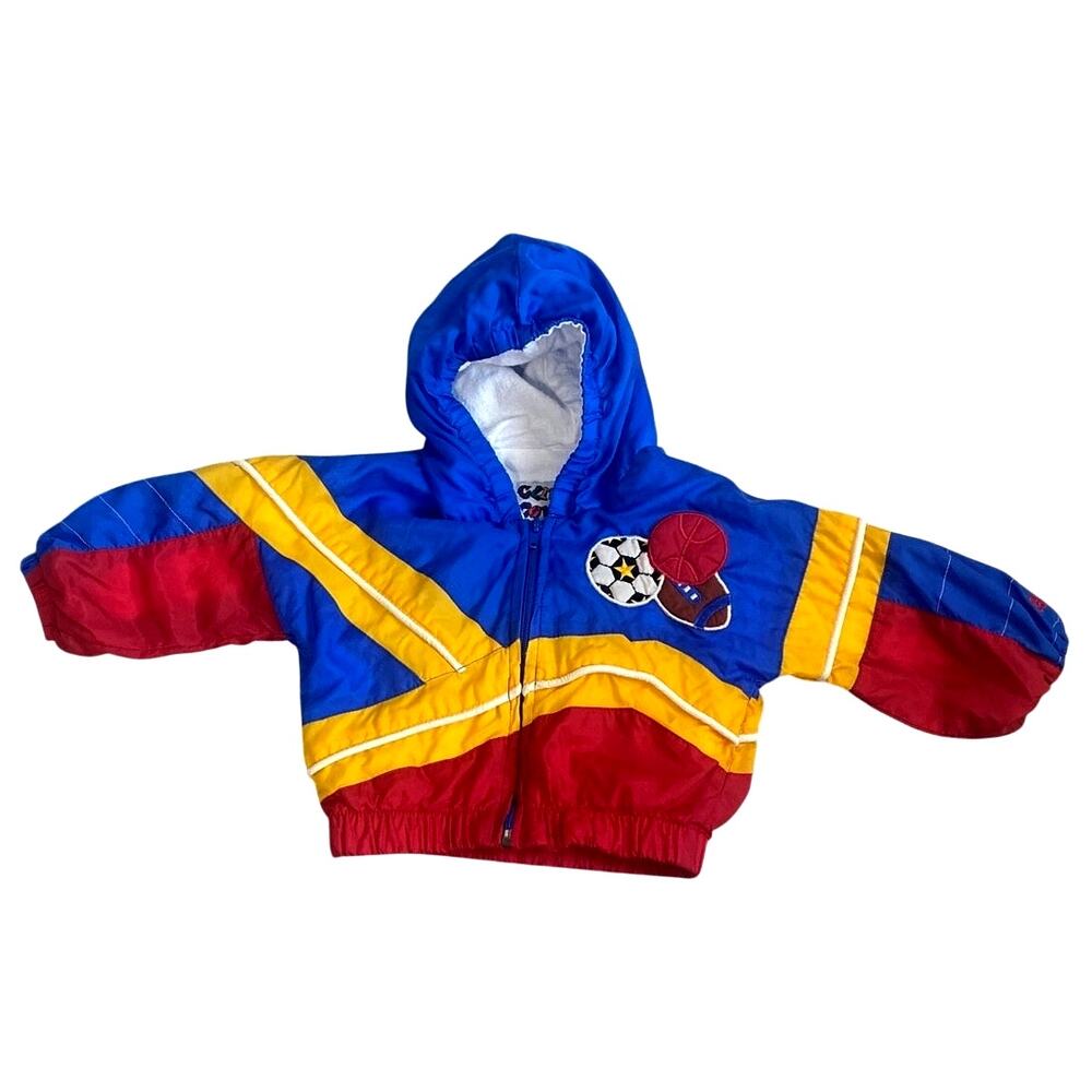 Vtg 80s Climate Control Baby Toddler Sports Windbreaker Jacket 12M Colorblock